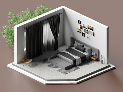 BEDROOM 3D 3d art blender decor design interior design lowpoly sketch