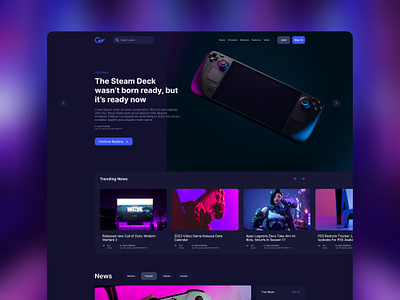 GreatGames - Game News Landing Page call of duty clean concept dark design game game design games gaming gaming site landing page news slbfahad trending ui uiux videogames web web site webdesign