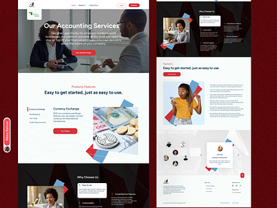 Accounting Service Landing Page account accounting branding budget design red transfer ui uiux