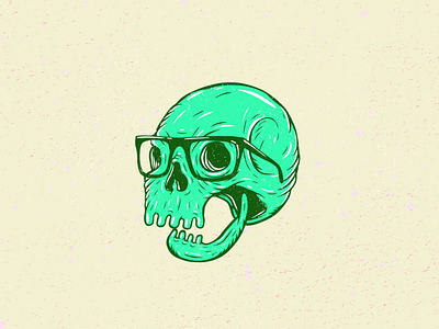 Skull With Glasses animation animation 2d character classic design frame glasses green illustration motion design motion graphics nerd skull