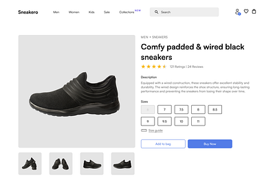 Sneakero E-Commerce UI auto layout creative creativity design dribbble ecommerce figma graphic design interface minimal minimalism minimalist modern shoe brand typography ui ux