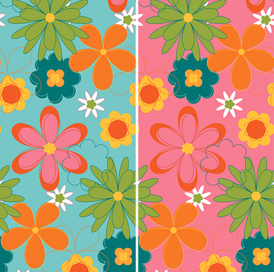 Retro Floral Pattern app branding design floral floral pattern graphic design icon illustration logo pattern tutorial ui vector