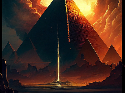 Eternal Giza: A Golden Sunset Amidst Pyramids illustration