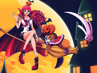 Legend of the Ghost Princess anime design halloween illustration manga one piece perona vector