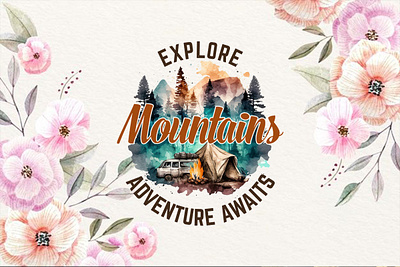 Explore Mountains Adventure Awaits-Camping T-shirt Design camping slogan t shirt forest camping shirt