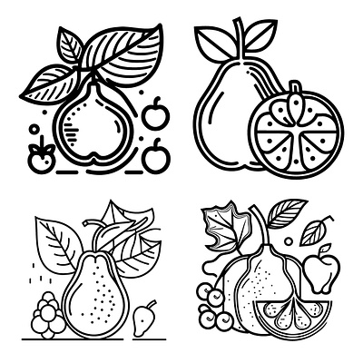 Fruit Icon set, Simple line art fruit design food design food icon fruit fruit icon fruit logo fruitdesign graphic design icon icon logo logo