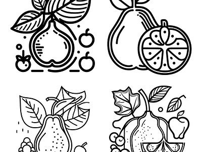 Fruit Icon set, Simple line art fruit design food design food icon fruit fruit icon fruit logo fruitdesign graphic design icon icon logo logo