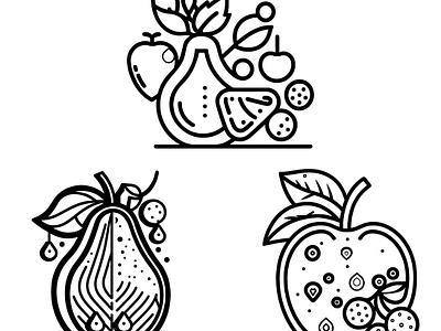 Fruit Icon set, Simple line art fruit design food design food icon food icon design food icon set food illustration fruit design fruit icon fruit icon design fruit icon set fruit illustration graphic design illustration