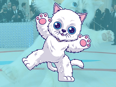 Hype Cat in Met Gala 2023🧔🏼‍♀🐱✨ actor animals caricature cat character cloth cosplay costume cute face fashion hair icon illustration logo man met gala met gala 2023 people red carpet