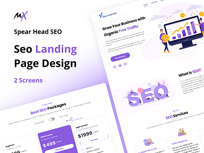 Spear Head SEO Landing Page Design adobe xd aqua figma finance illustration ui user interface