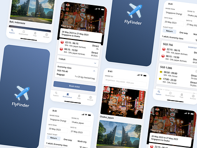 FlyFinder (Travel App) app design ui