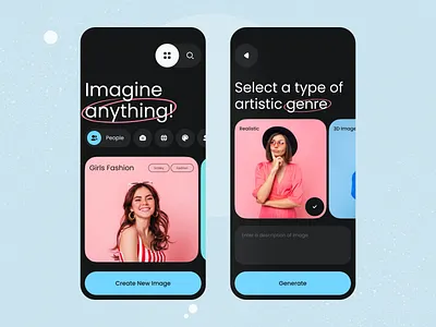 Image Generator App Concept ai ai image app app design app interface app ui design design image app image generator interface minimal mobile app mobile design mobile ui modern popular shot saidul islam ui ui design visual design