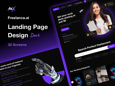 Dark Mode Freelanca.ai adobe xd aqua branding design figma finance illustration logo ui user interface