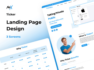 Ticker Website Design adobe xd aqua branding design figma finance illustration logo ui user interface