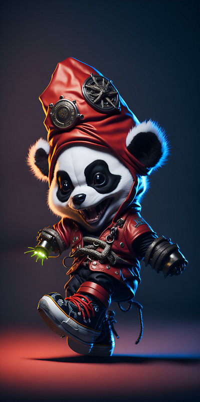 Anthropomorphic cute and adorable charming smiling cartoon character design graphic design illustration panda