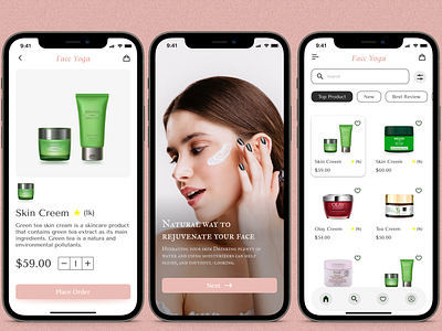 Face Yoga Mobile App application design branding clean design e commerce app e commerce design ecommerce face skin graphic design ios mobail app design online app online shop project shopping app ui ux