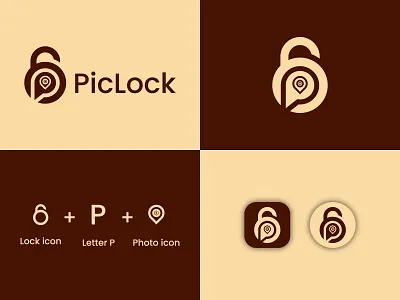 PicLock Logo Design brand identity branding design geometric logo guard letter mark lock logo logo logo design logotrend2023 modern logo p logo piclock logo privacy protection secure safety safe security app technology vpn logo