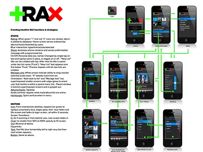 TRAX mobile music app branding design ui ux