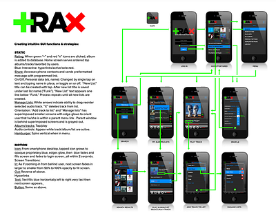 TRAX mobile music app branding design ui ux