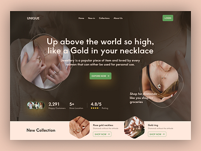 Jewelry Store Website Homepage design ecommerce herosection home jewelry jewelrystore landingpage shop shopping typography ui uiuxdesign ux uxdesign website