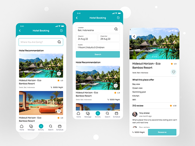 Hotel Booking App app design appointment booking app card view hotel appointment hotel booking app hotel reservation meeting meeting setup price reservation schedule search tour app ui visit company web design
