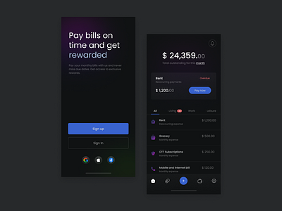 Bill payments app app design graphic design ui uiux
