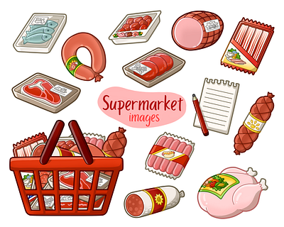 Supermarket - Meat & Fish bacon image grocery png illustration meat clipart