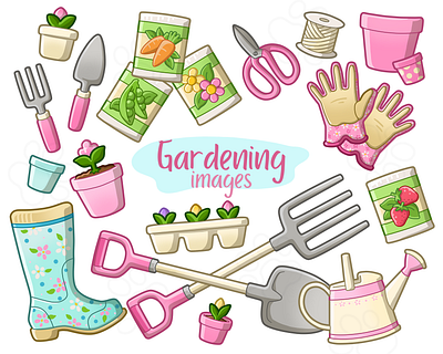 Gardening - Cute clipart cute tools design garden tools illustration kawaii pink gardening png