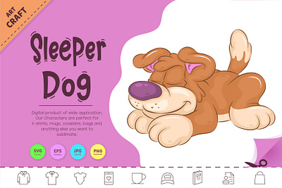 Sleeper Cartoon Dog. illustration