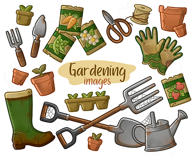 Gardening - Old clipart design illustration old garden equipment png rusty tools worn tools
