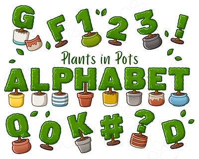 Alphabet - Green Plants clipart design font illustration plant letters png