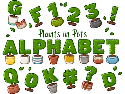 Alphabet - Green Plants clipart design font illustration plant letters png