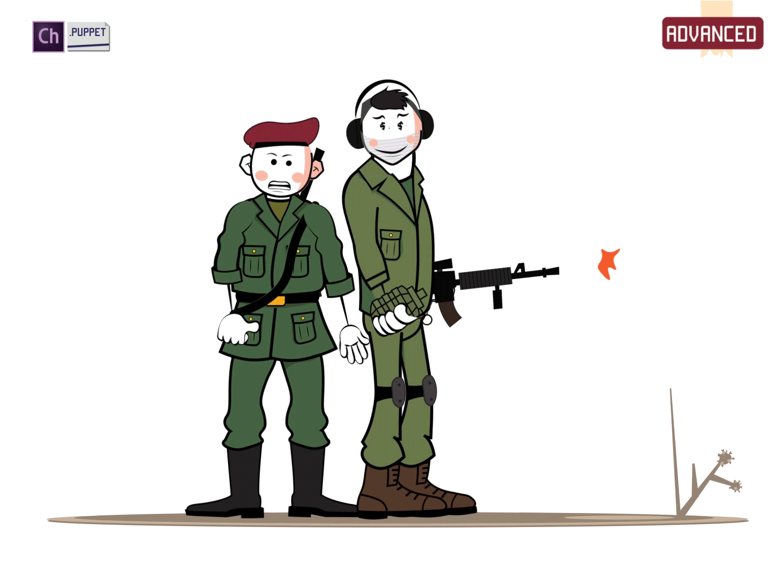 Roy and Ashton Team Up... animated army character animator character design download firearm male military puppet soldier soldiers vector