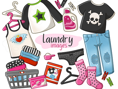 Laundry Day - Cool clipart clothes cool socks design goth grunge illustration png washing