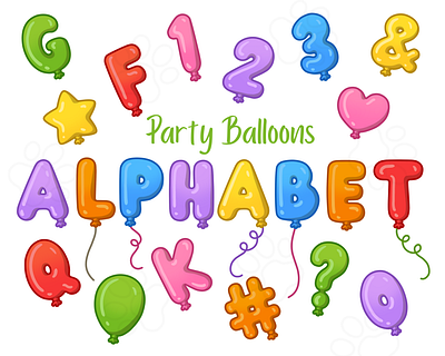 Alphabet - Bright Balloons balloon letters clipart design font illustration party balloons png