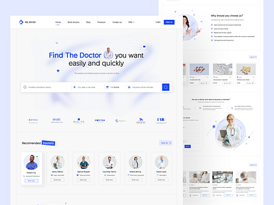 My doctor - Online Doctors Booking blue booking clinic consultants design doctors health care home page landing page line medical medicine minimal online doctor patient products ui ux web design web page