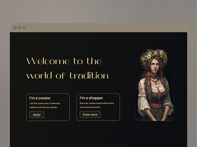 Traditional Items Marketplace landing page marketplace traditional web design