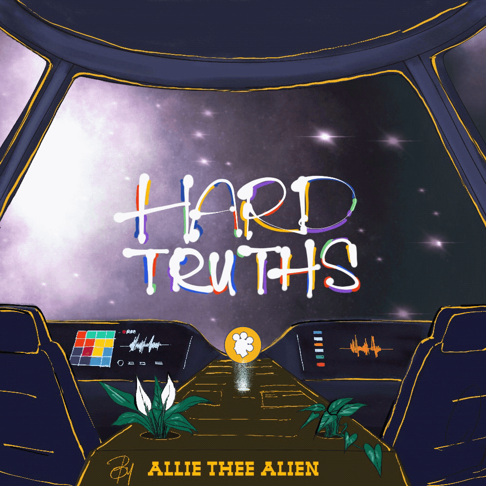 Hard Truths Podcast Artwork Animated afro alien animation artwork branding coin design graphic design illustration logo motion graphics planet plants podcast spaceship vector