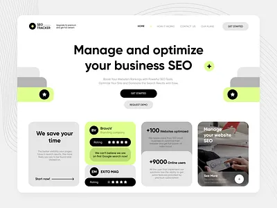 SEO Tracker - Website UI business clean dashboard design email marketing hero home page landing page marketing marketing website online platform optimization seo subsripshion ui ux webdesign website design