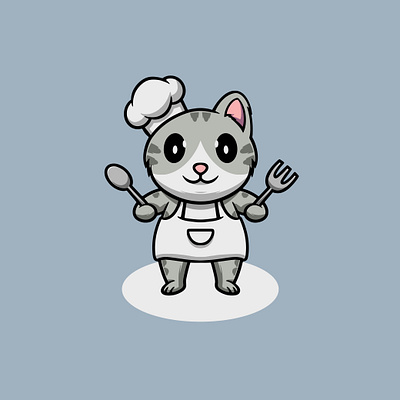 Cute Cat Cooking Illustration branding foodie art graphic design ui