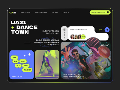 Dance school site design branding graphic design typography ui ux