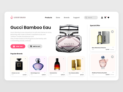 Perfume Web Site Design: Landing Page / Home Page UI app branding design graphic design illustration landing page design typography ui ux webpage desing website design