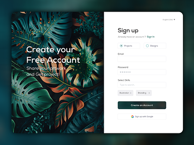 Sign Up /Log In Page UI UX Prototype Web and App Template Design branding business creative design graphic design landing page login app ui login in from marketplace signup minimal modern sign up monstera plant sign in sign up sign up template signup prototype ui ui inspiration ux website login