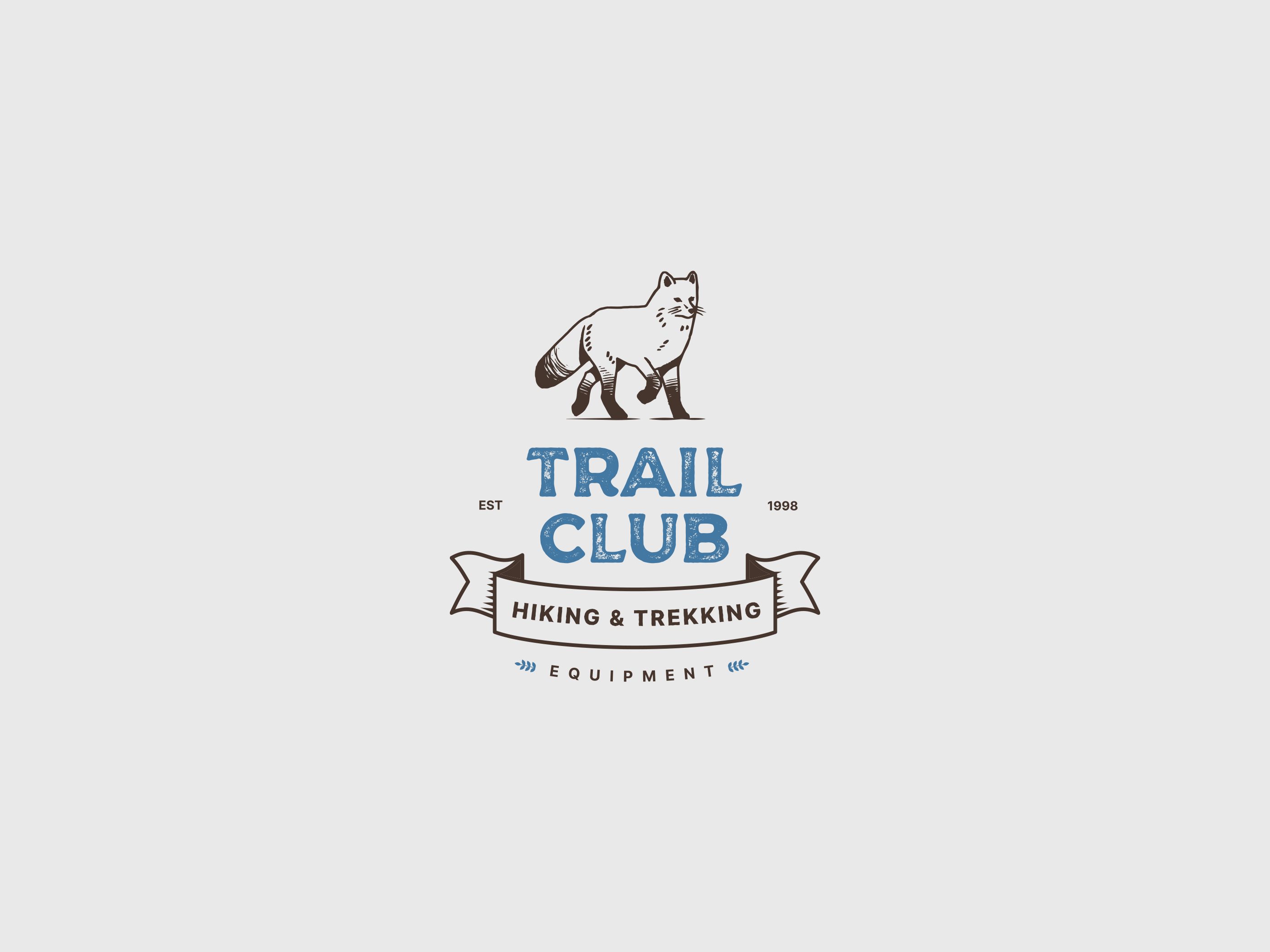 Trail Club – hiking and trekking equipment – logo blue logo brown logo fox drawing fox illustration fox logo fox logomark hand drawn hand drawn logo hiking logo illust illustrated logo logo logo design logomark trekking logo vintage vintage design vintage hiking logo vintage logo vintage trekking logo
