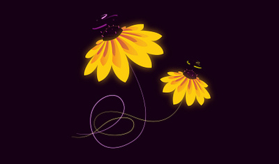 Flowers on Strings drawing flowers graphic illustration