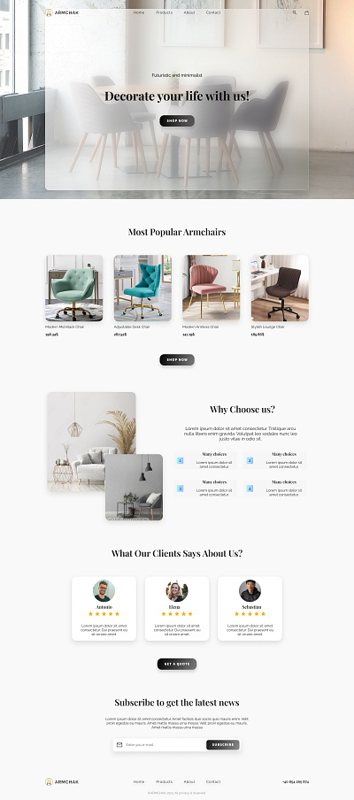 Armchair homepage design color theory design e commerce homepage typography ui ux