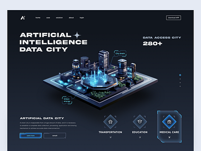 AI data city 3d ai c4d city dark data technology web