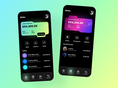 Ginko Banking Wallet App adobe xd android design figma iphone mobile app mobile ui ui ui designer uiux web design