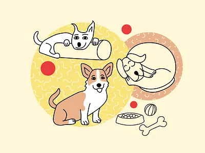 Dogs 1 digital illustration dog dogs illustration relax sleep vector art vector illustration