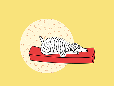 Dog on a mattress digital illustration dog illustration mattress sleep vector art vector illustration